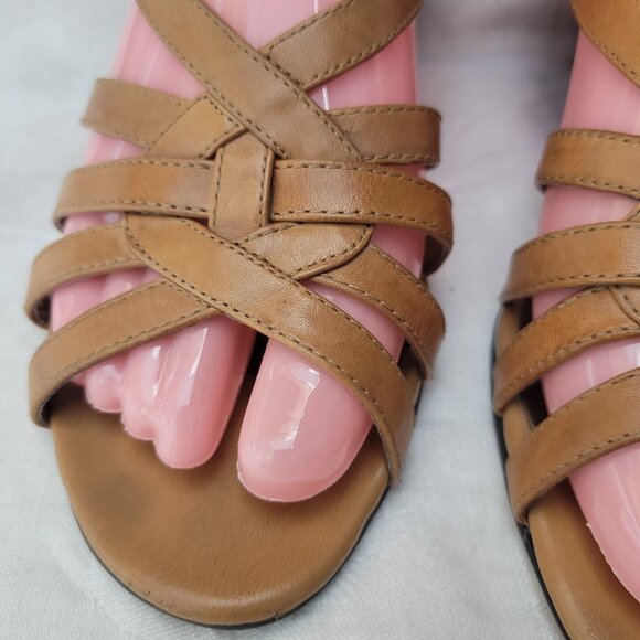 Naturalizer Leather Sandals Natural Soul sz 8 Caramel Shoes slingback Pelican - Picture 3 of 13